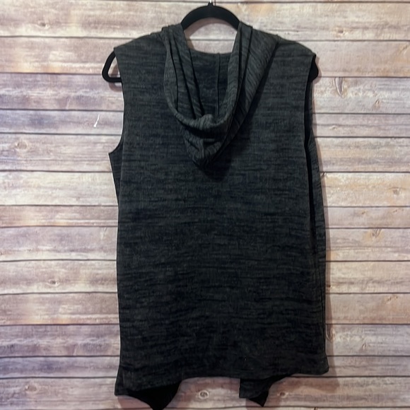 LOGO Lori Goldstein • Black Gray Long Sweater Vest Hood Medium - Picture 6 of 7